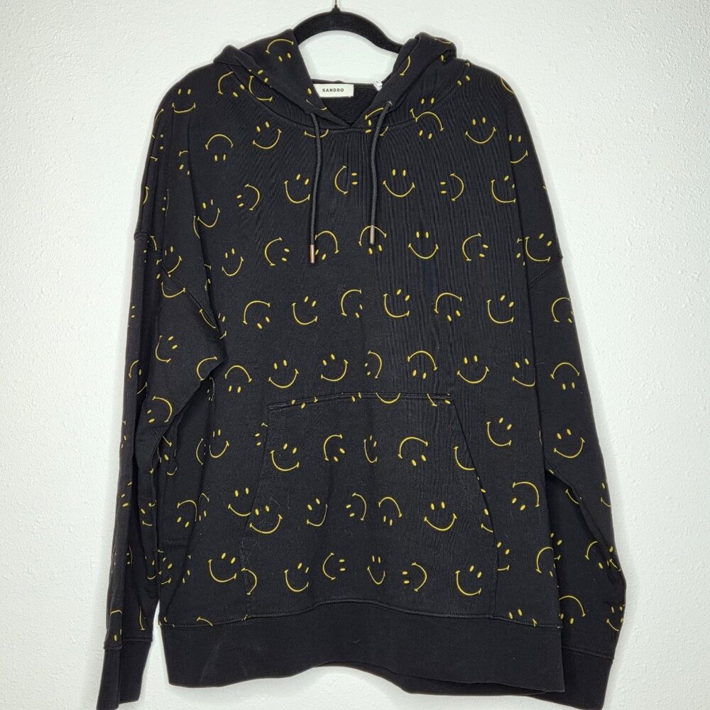 NWT Sandro Men's Long Sleeve Allover Smiley Hoodie